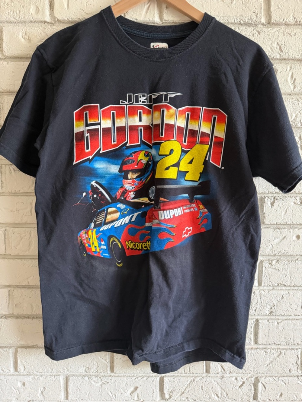 NEW VINTAGE NASCAR RACING JEFF GORDON #24 BLACK T SHIRT 90S